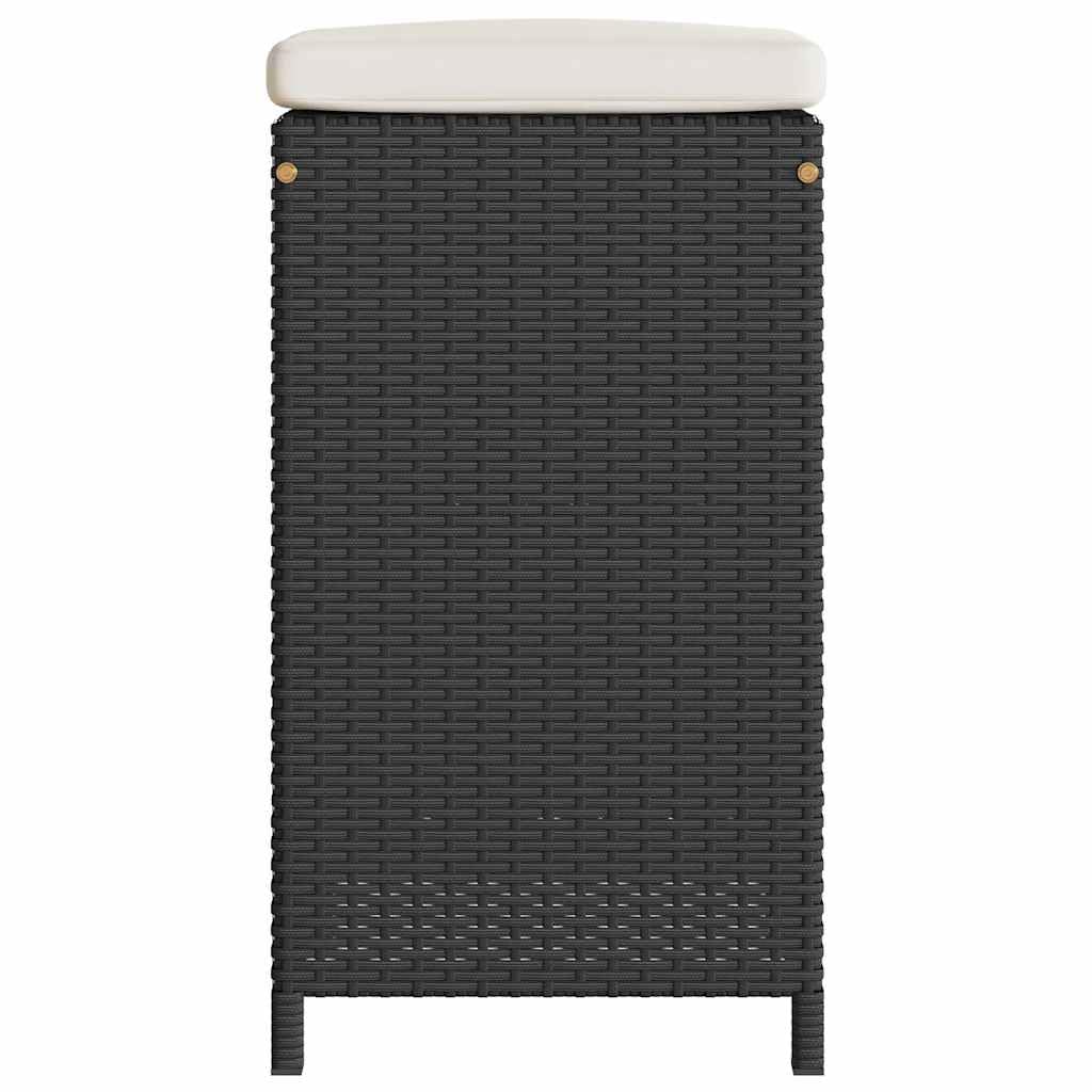 vidaXL Tabourets de Bar Jardin Coussins Lot de 2 Noir résine tressée, Tabouret, Tabouret de Bar extérieur, Chaise de Bar, Tabouret de Jardin