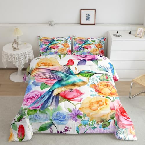 Image of Feelyou Hummingbird Bedding Set Queen Size 3Pcs for Kids Boys Girls