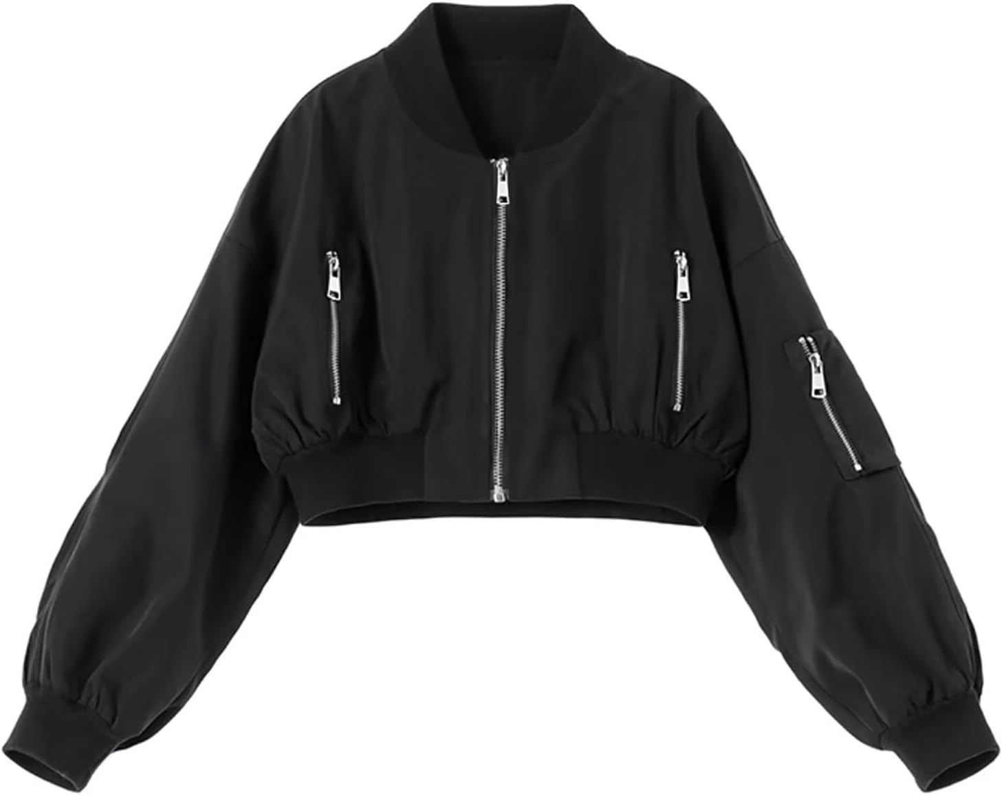 WELAKEN Lightweight Multiple Pockets Zip Up Bomber Jacket for Girls Toddler & Kids II Little Girl's Casual Flight Crop Jacket