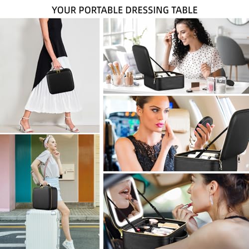 Jadazror Makeup Bag with 10X Magnifying Mirror