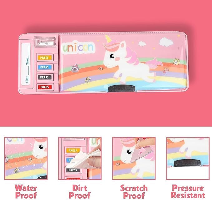 Image of Multifunctional Pencil Box for Kids, Unicorn Pencils Box, Kids Pencil Box for Girls, Magnetic Pencil Compass for Girl, Girls Pencil Pouch, Unicorn Return Gifts for Kid (Unicorne Compass)