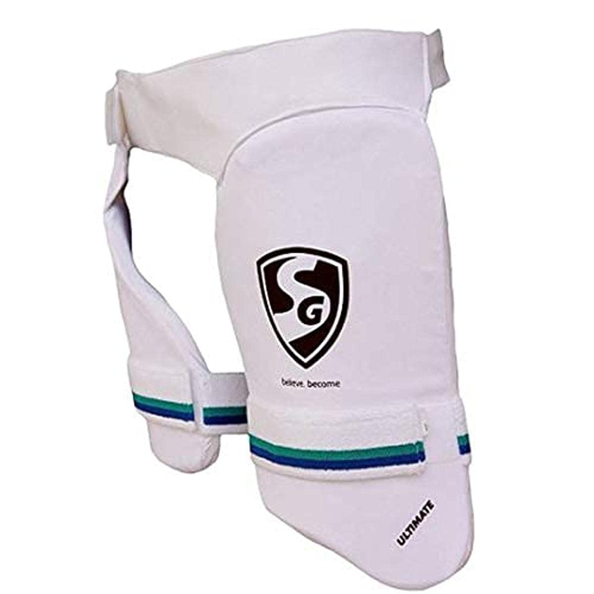 SG Ultra High Density Foam and Pre-Shaped in PU Casing Ultimate Thigh Guard (Youth Right Hand), White