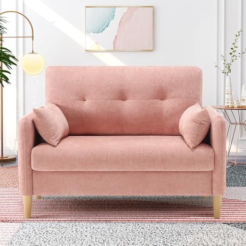 Image of Hanherry Loveseat Couch,Small Sofa for Living Room, Comfy Chenille Fabric Love Seat for Bedroom with Throw Pillow,Removable Cushion Cover,Couches for Small Space,Apartment,Dorm