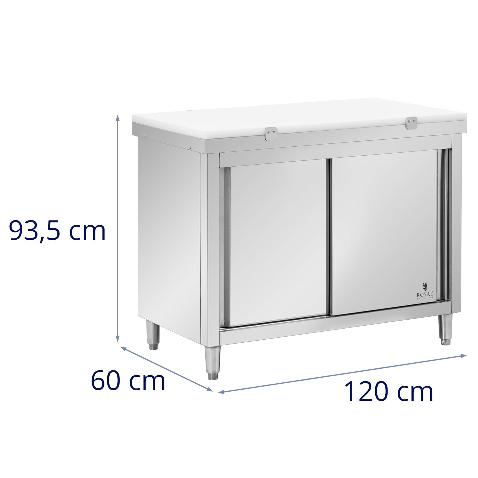 Meuble Bas En Inox Avec Double Ouverture - ECO - 120 X 70 Cm - 500 Kg Royal Catering 10013444