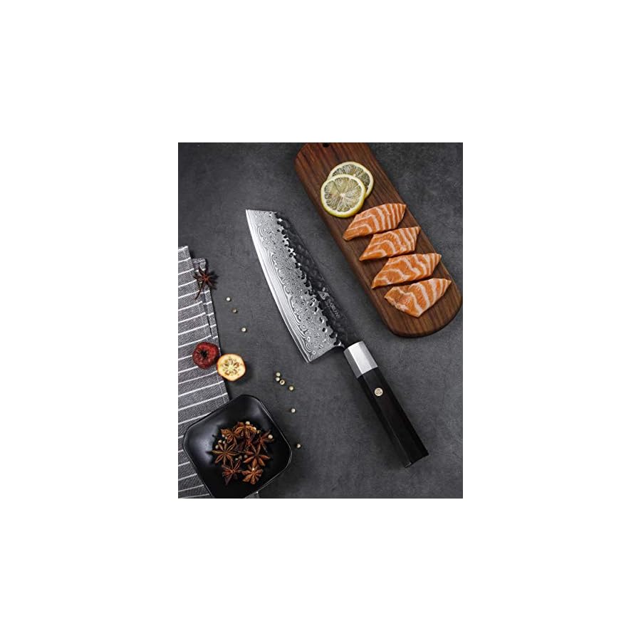 MSY BIGSUNNY 8.3" Forged Damascus Steel Cleaver Knife - Asian Vegetable Knife Nakiri Knife - Octagonal Sandalwood Handle