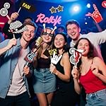SUNBEAUTY 18 Pcs Rock and Roll Birthday Party Decorations Music Note Guitar Star Photo Booth Props Music Theme Party Supplies - Image 5