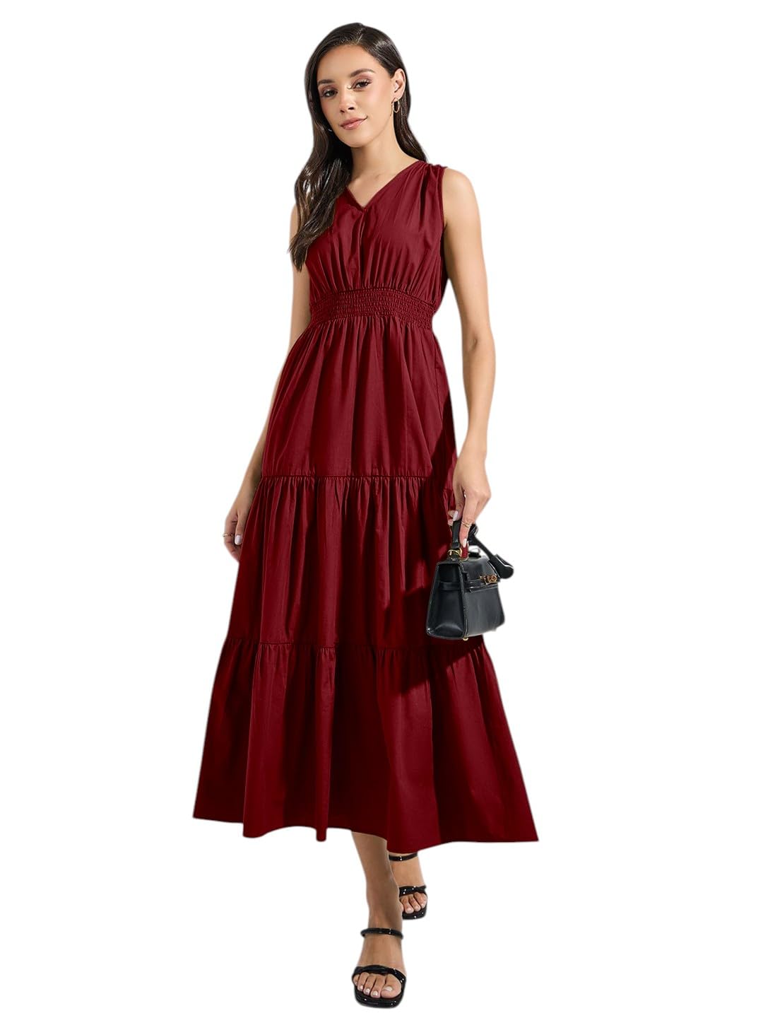Femvy Women’s Solid Maxi Gown with V-Neck and Sleeveless for Women (230(04)) Femvy Women’s Solid Maxi Gown with V-Neck and Sleeveless for Women (230(04))
