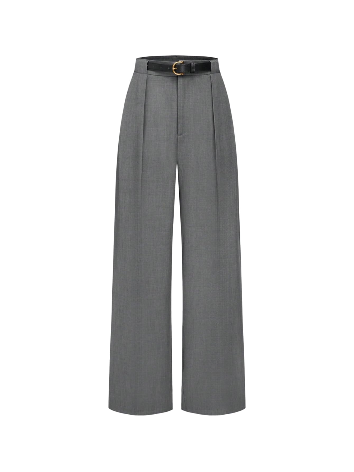 MakeMeChic Womens Work Pants Straight Leg Zip Fly Belted Business Casual Trousers Teacher Pants