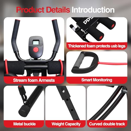 Image of Ab Machine for Home Gym, 440 LBS Ab Trainer with Digital Display, 4 Adjustable Resistance Levels, Foldable Abdominal Workout Equipment with Knee Protection for Core Strength Training