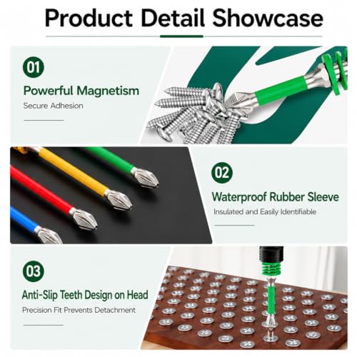 Image of Serplex 4PCS Phillips Screwdriver Bits Spring Loaded Magnetic Drill Bits with 1 /4 Inch Hex Shank, PH2 S2 Steel Phillips Impact Bits for Electric Screwdrivers and Electronic Repair Hand Tool