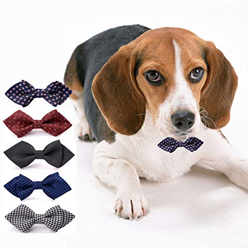 Egurs Pet Bow Tie Adjustable Dog Tie Christmas New Year Pet Jewelry for Medium and Large Cats Dogs Pink - Image 2