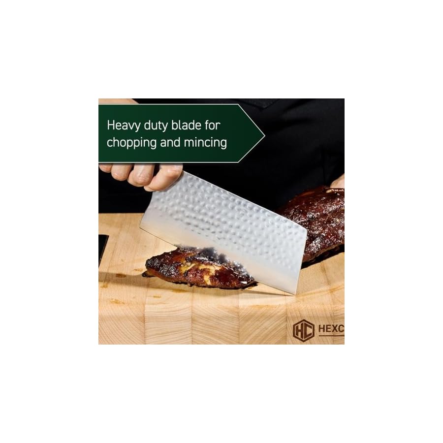 HexClad-Cleaver-Knife-7-Inch-Japanese-Damascus-Stainless-Steel-Blade-Pakkawood-Handle HexClad Cleaver Knife, 7-Inch Japanese Damascus Stainless Steel Blade, Pakkawood Handle