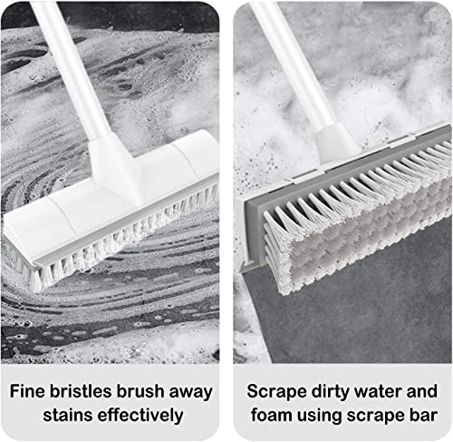 Image of BOOMJOY 2 Pack Floor Scrub Brush with Long Handle, 2 in 1 Scrape and Brush, for Cleaning Deck, Tile, Grout, Kitchen, Patio, Garages