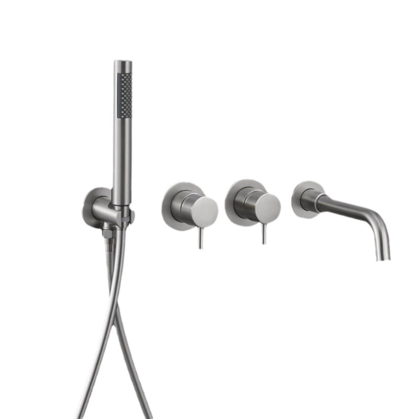 Ensemble de mitigeur de douche en argent brossé haut de gamme avec pose murale encastrée