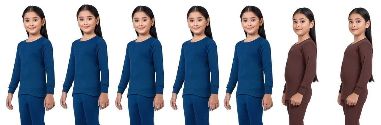 Girls Blended Cotton Thermal Round Neck Full Sleeves Inner Top Winter Wear for Kids and Baby (Pack of 7) (5 Years to 6 Years) (BLBLBLBLBLBRBR) 1