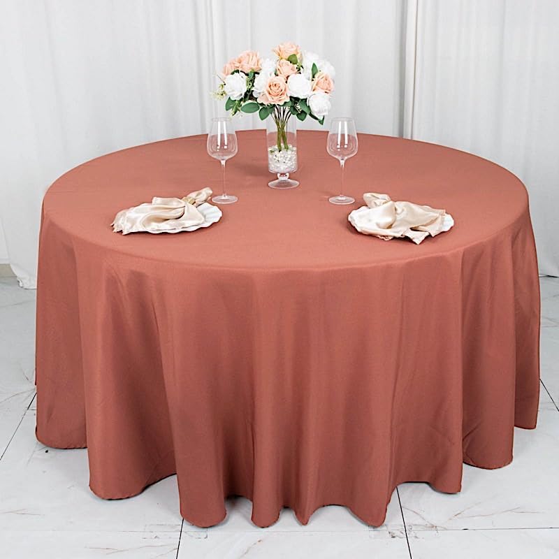 Miniatura 5 de Manteles redondos de 120 pulgadas de color terracota de alta calidad, manteles de tela, ropa de cama, boda, fiesta, poliéster, recepción, banquetes,