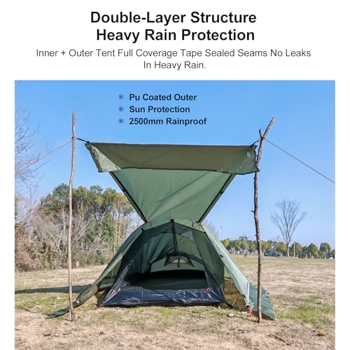 Carpa túnel para camping SUNGOOYUE, 1 persona, resistente a tormentas miniatura 7