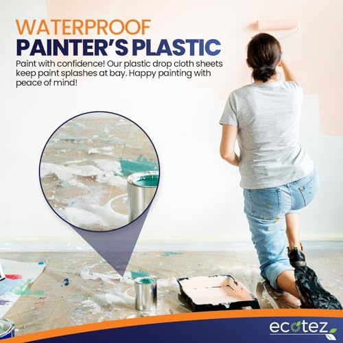 Image of 20 Pack 12 x 9 ft Extra Large Plastic Drop Cloth for Painting