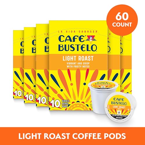 Image of Cafe Bustelo Light Roast, Single Serve Coffee Pods, 10 Count (Pack of 6)