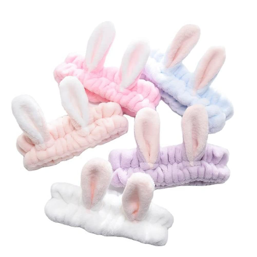 Rubela Women Fashion Soft Flannel Bunny Ear Makeup Cosmetic Shower Elastic Headband Head Band (B0CHQK51T3) Amazon Price History, Amazon Price Tracker