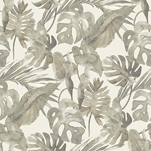 Image of Tommy Bahama - Peel and Stick Wallpaper, Tropical Wallpaper for Bedroom, Powder Room, Kitchen, Vinyl, 30.75 Sq Ft Coverage (Falling Fronds Collection, Dusk)