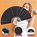 ffscafscn Folding Fan Clack Hand 13inch Bamboo Holster for women Dancing Party Wedding Night Club Concert Festival Large (Black)