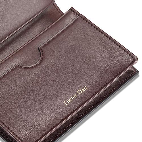 Image of HISCOW Leather Business Card Holder Case - Full Grain Calfskin (Dieter Diez, Coffee)