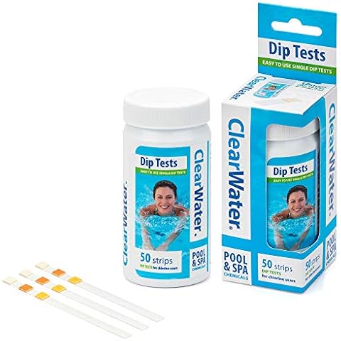 Clear water Hot Tub, Pool and Spa Test Strips x 50 - 3 in 1 - Measures Chlorine, PH and Total Alkalinit (Pack of 1 (50 Strips)) Cover