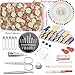 Rose Floral Sewing Kit with 130 PCS Sewing Supplies Accessory,PU Zipper Sewing Needles Set, Professional Travel Sewing Kit for Adults,Emergency, Home