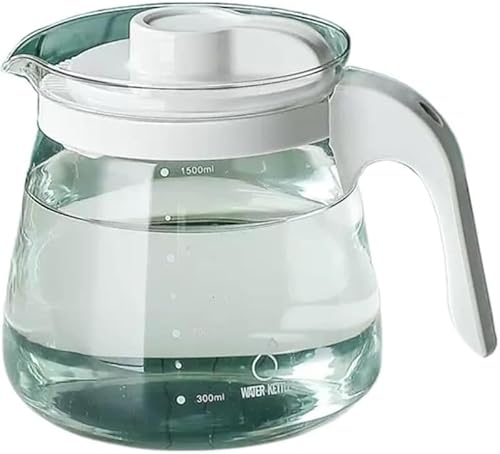 Rutexc ドリップコーヒーポット、大容量耐熱、電子レンジ対応、目盛り付き、ガラスハンドル、各種サイズ、ステンレスフィルター、家庭用冷蔵庫