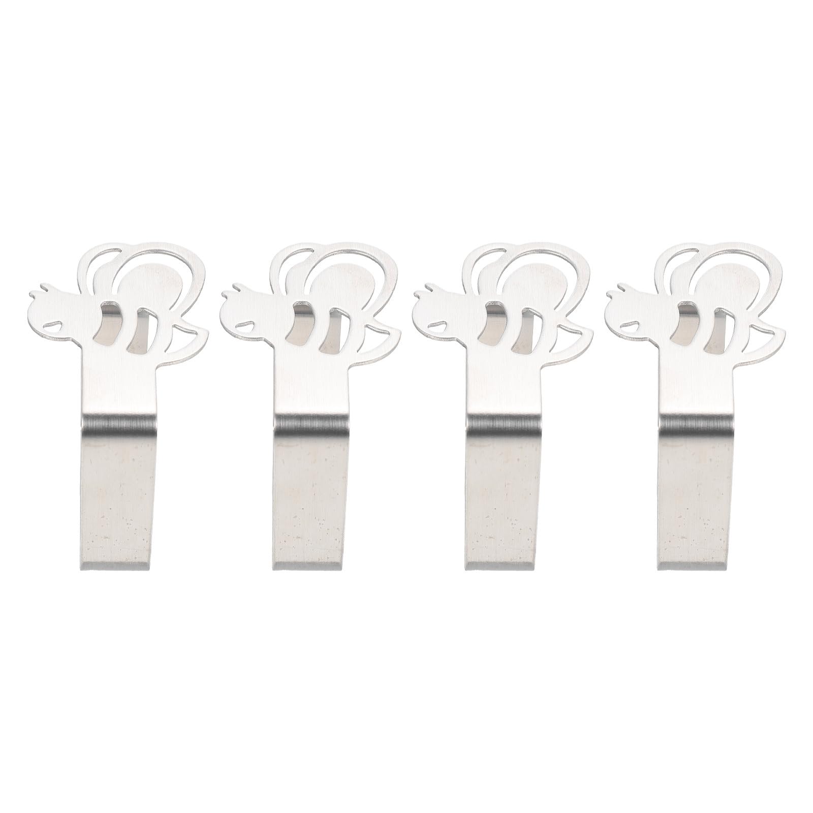 SOLUSTRE 4pcs Stainless Steel Tablecloth Clips Non-slip Function, Bee Shape Design, Polished Surface, Sturdy Table Cloth Holders for Picnics and Dining