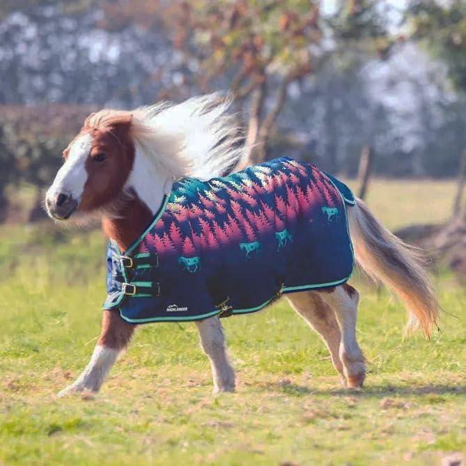 Shires Mini/Foal Highlander Turnout Blanket - Waterproof, 600D, 200g Fill (Navy Forest, 36")