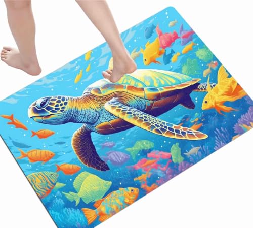 Alfombra Baño Ocean Alfombrilla Baño Antideslizante Súper Absorbente Alfombras Alfombra Ducha Lavable Alfombras Baño Stone Bath Mat Decoracion Baño Para Bañera Ducha Cuarto de Baño 100x160cm D-843
