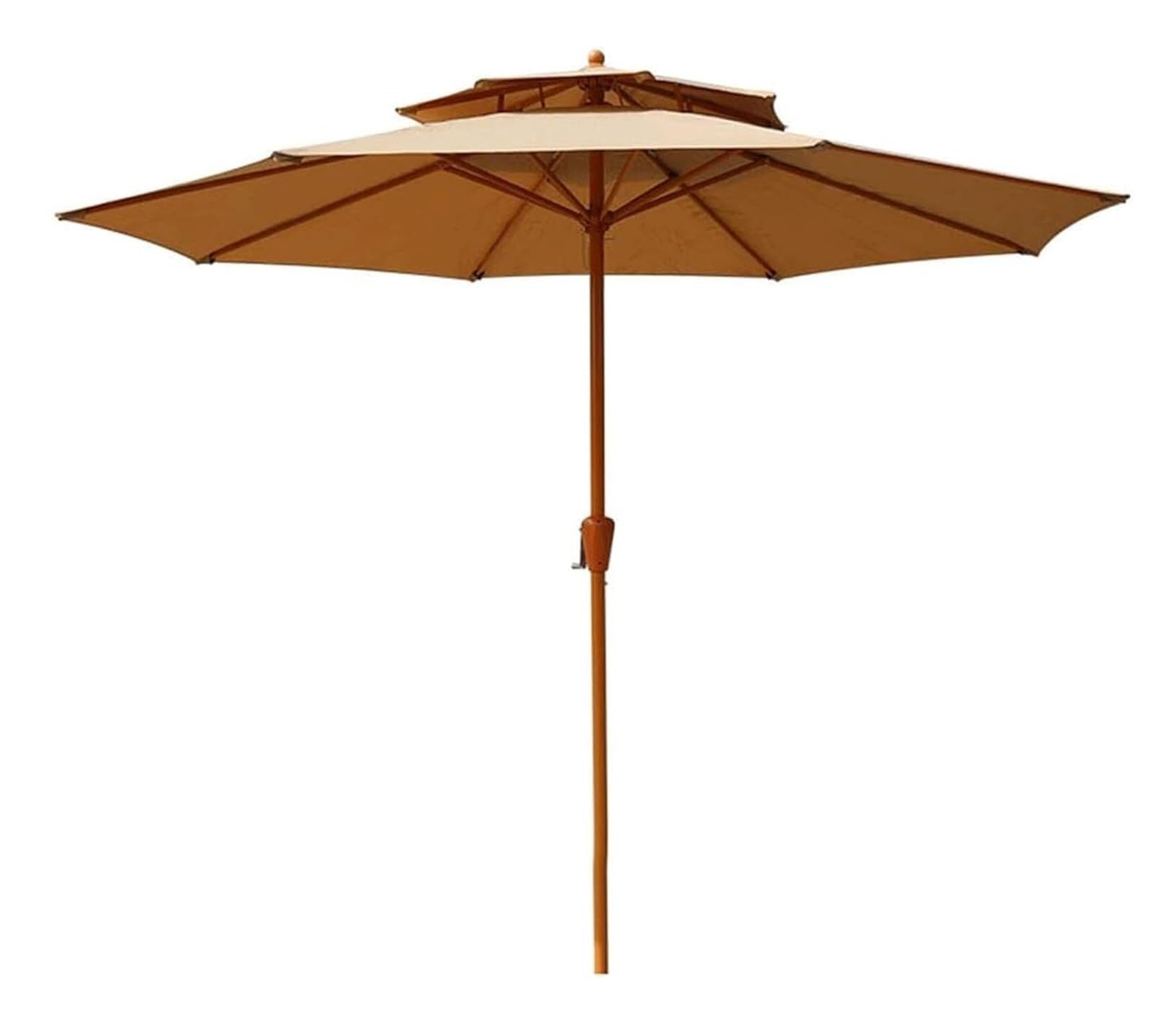 LYGSWDB Parasol Parasol ogrodowy Parasol ogrodowy 8,8 stopy Podwójny wentylowany parasol tarasowy 8 żeber Parasol plażowy Korba ręczna Parasol zewnętrzny Parasol plażowy Odcień (kolor: Bruin, rozmiar: