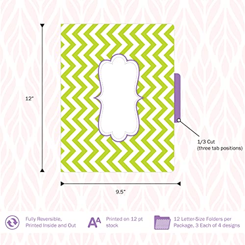 Barker Creek Designer File Folders Set Of 12, Beautiful Chevron, Multicolor Chevrons On Outside, Soft Colors On Inside, Letter Size, 1/3 Cut Tabs, 12-Pack, Home, School And Office Supplies (1331) #TOP1