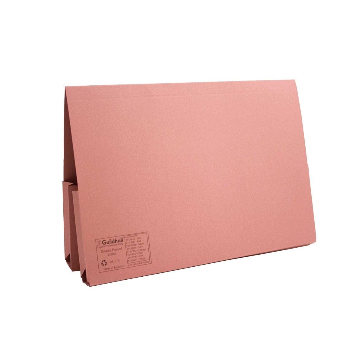 Guildhall Double Pocket Legal Wallet Manilla Foolscap 315gsm Pink Pack