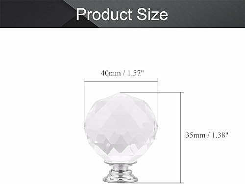 Miniatura 2 de MroMax Pomos de aluminio de cristal para armario, cajones, armario, tocador, estantería, armario, tono transparente, 1 unidad