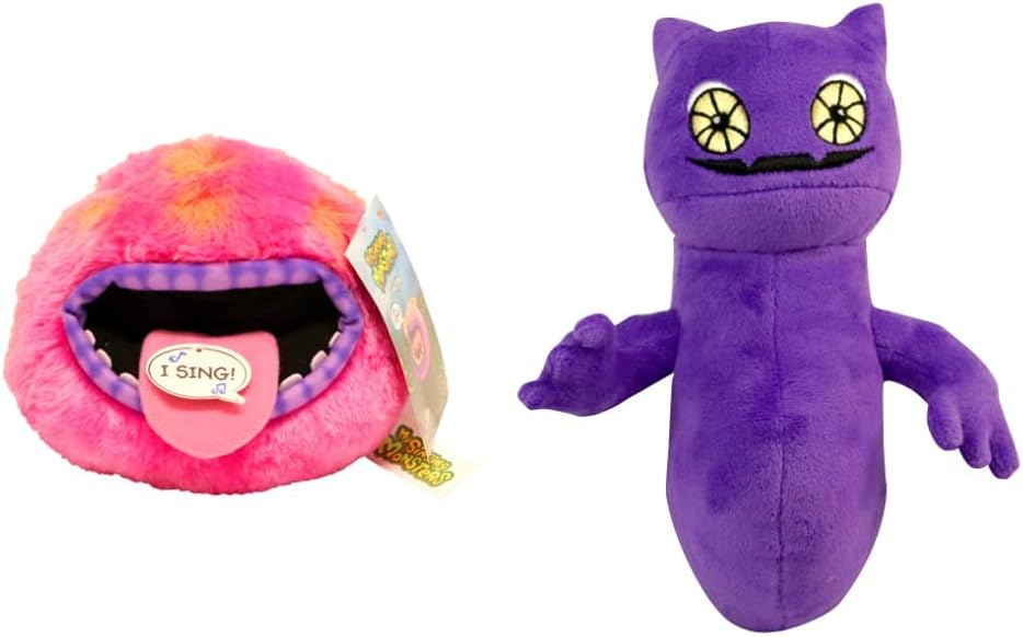 Commonwealth My Singing Monsters Maw, Pink & My Singing Monsters Ghazt Plush Multicolor, 7.25 inches