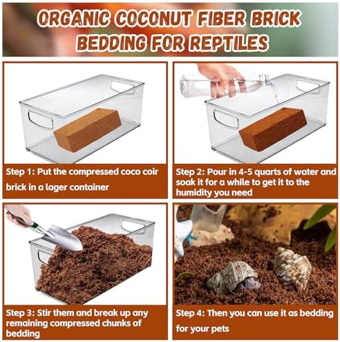 Legigo 6 Pack Compressed Coconut Fiber Substrate - 100% Organic Coconut Fiber Brick Bedding for Reptiles, Natural Coco Husk Substrate Terrarium Bedding for Snake, Hermit Crabs, Frogs, Tortoise, Gecko - 2