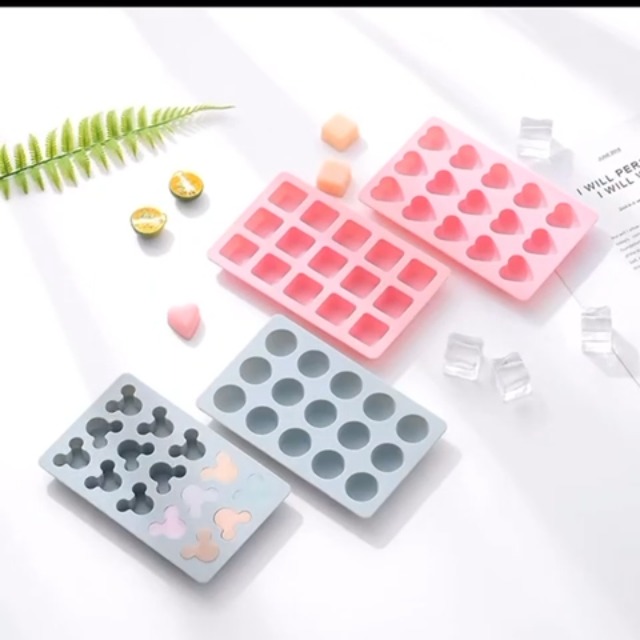 Molde de silicona para cubos de hielo rosa con tapa miniatura 7