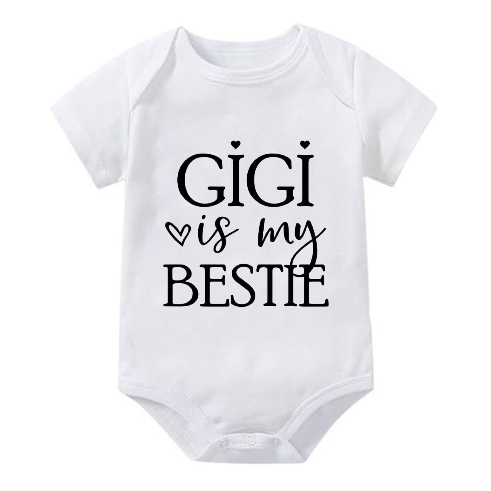 WOOYONGING Gigi Is My Bestie Baby Neutral Clothing Short Sleeve Gender Neutral Baby Romper White Baby Boy Coming Home Clothes
