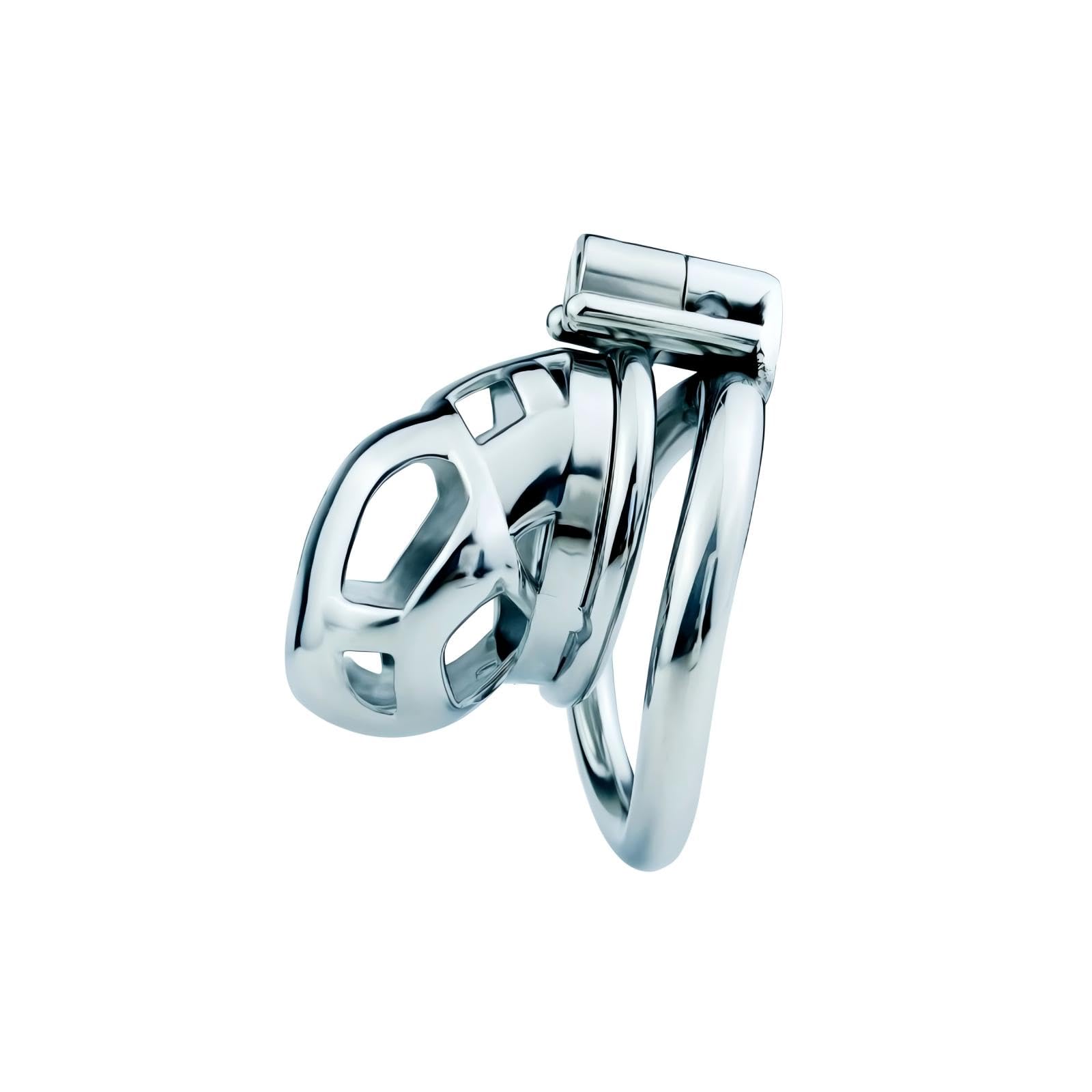 Cage de Chasteté pour Pénis en Métal Sex Toýs Homme Chastity Cage avec Verrouillage à Vis et Outil de Retrait Cage de Chastetée en Acier Inoxydable pour le Bondage du Pénis Masculin (L,50mm)