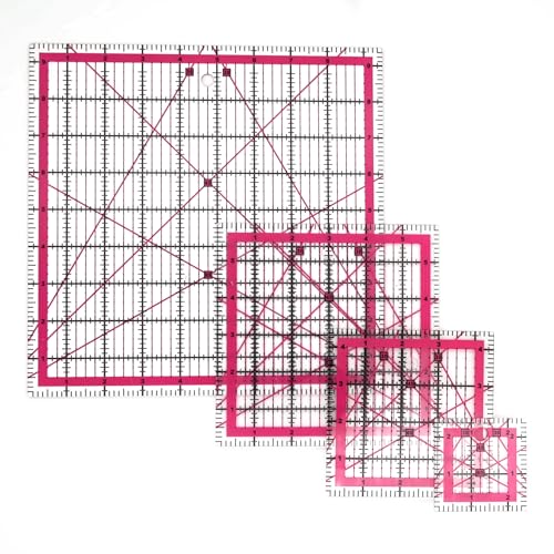 Quilting Rulers, Sewing Rulers, 4 Piece Quilting Square Templates(9.5"X9.5",6"X6",4.5"X4.5",2.5"X2.5")