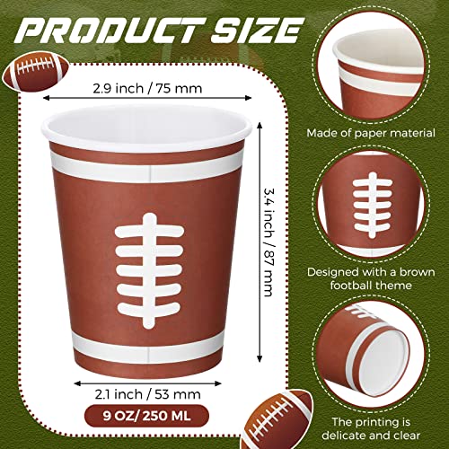 Willbond 200 Pack Football Themed Disposable Paper Cups 9 Oz Sports Themed Party Supplies Football Drinking Cups For Carnivals Game Day Or Sporting Events Festivals And Picnics #TOP1