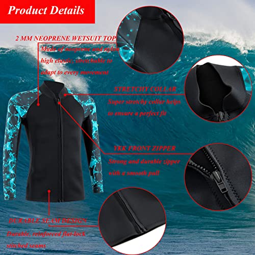 YDQUANI 2mm Wetsuit Top Neoprene Wetsuits Jacket Thermal Long Sleeves Diving Suit for Men Women Open Water Swimming Snorkeling Scuba Diving Surfing - Image 3