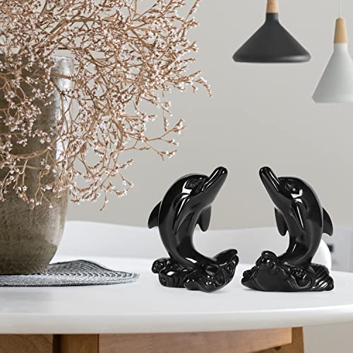 Artistone Crystal Dolphin Gifts Figurines 2.4 Inch Black Obsidian Gem Dolphin Decor Statue Sea Animal Sculpture For Home Decor #TOP5