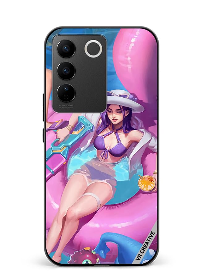 VR Creative Protective Case Cover For Vivo V27 Caitlyn Pool party League Of Legends Design Multicolour NR535924