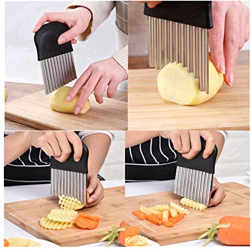 Mtskaeo 1 x French Wave Knife, Potato Cutter, Wave Cutter, Chip Cutter, Potato Wave Cutter, Stainless Steel Fruit Vegetable Salad Cutter Tool - Image 6