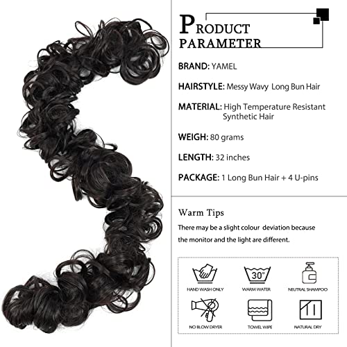 YAMEL Messy Bun Hair Piece Dark Brown Long Scrunchy DIY Wrap Around Touseld Updo Hair Extensions Ponytail Curly Hair Pieces for Women - Image 4