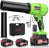 Brushless Leaf Blower Cordless, 980,000RPM, with 2 Batteries and Charger, Adjustable Speed, Lightweight, Handheld Electric Turbo Jet Blower Portable for Patio Cleaning, Lawn Care, Yard, Leaves, Dust